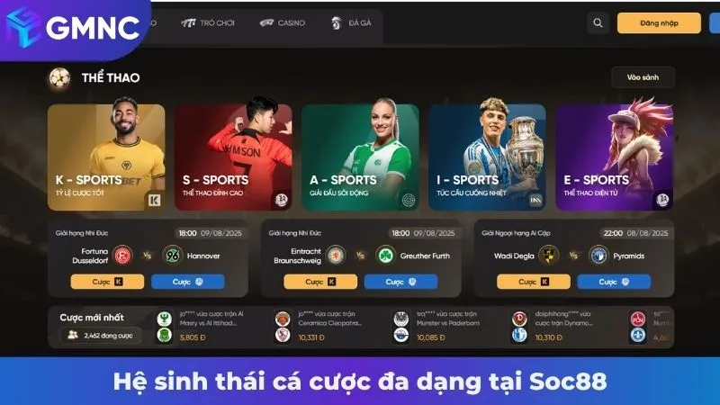 Hệ sinh thái cá cược đa dạng tại Soc88